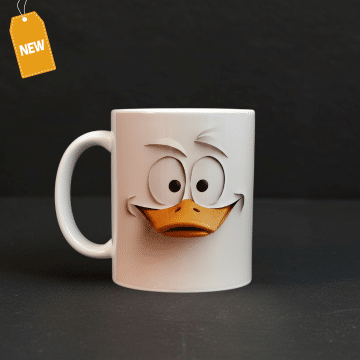 Surprised Duck 3D Art Mug with a raised cartoon duck face