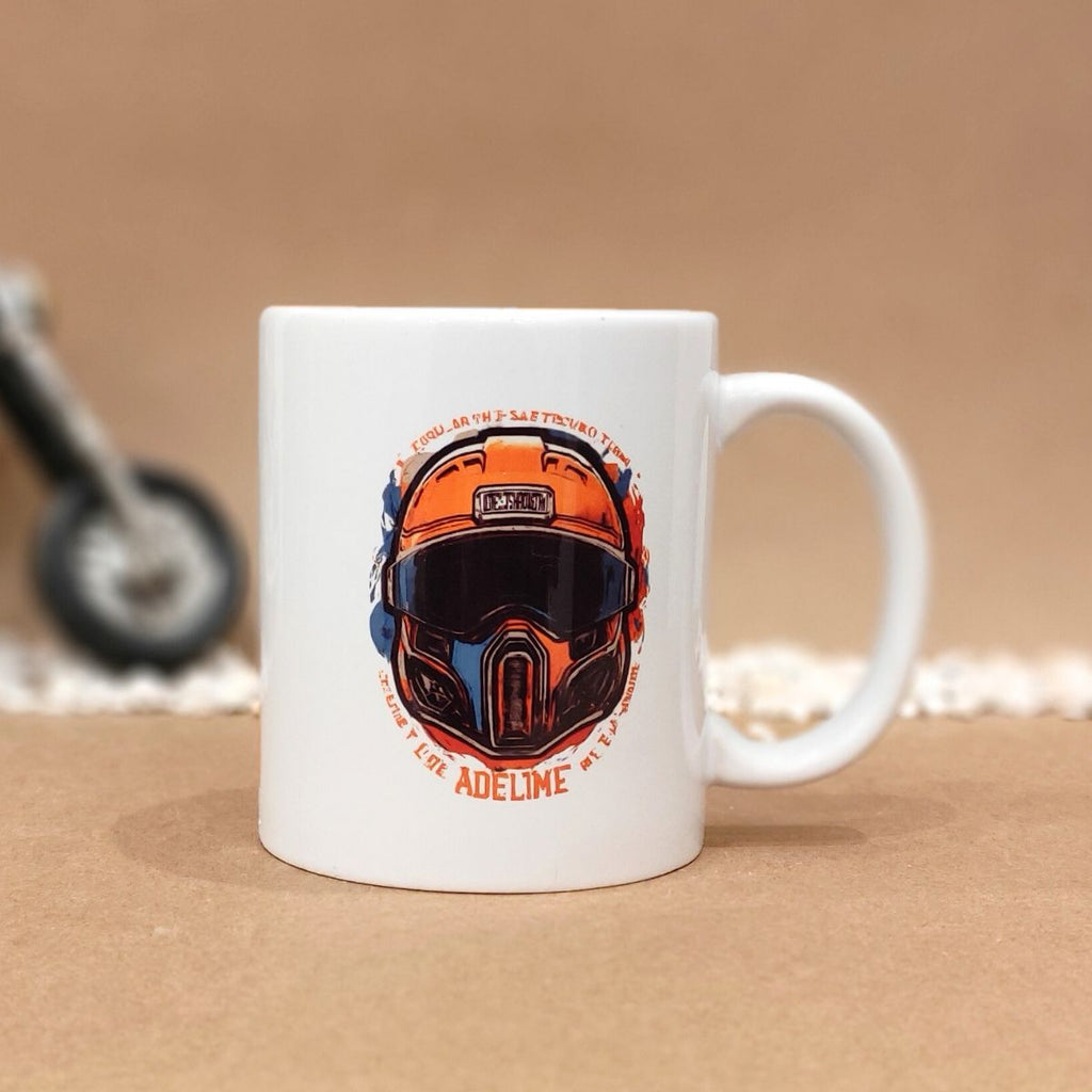 Born To Ride biker design mug close up