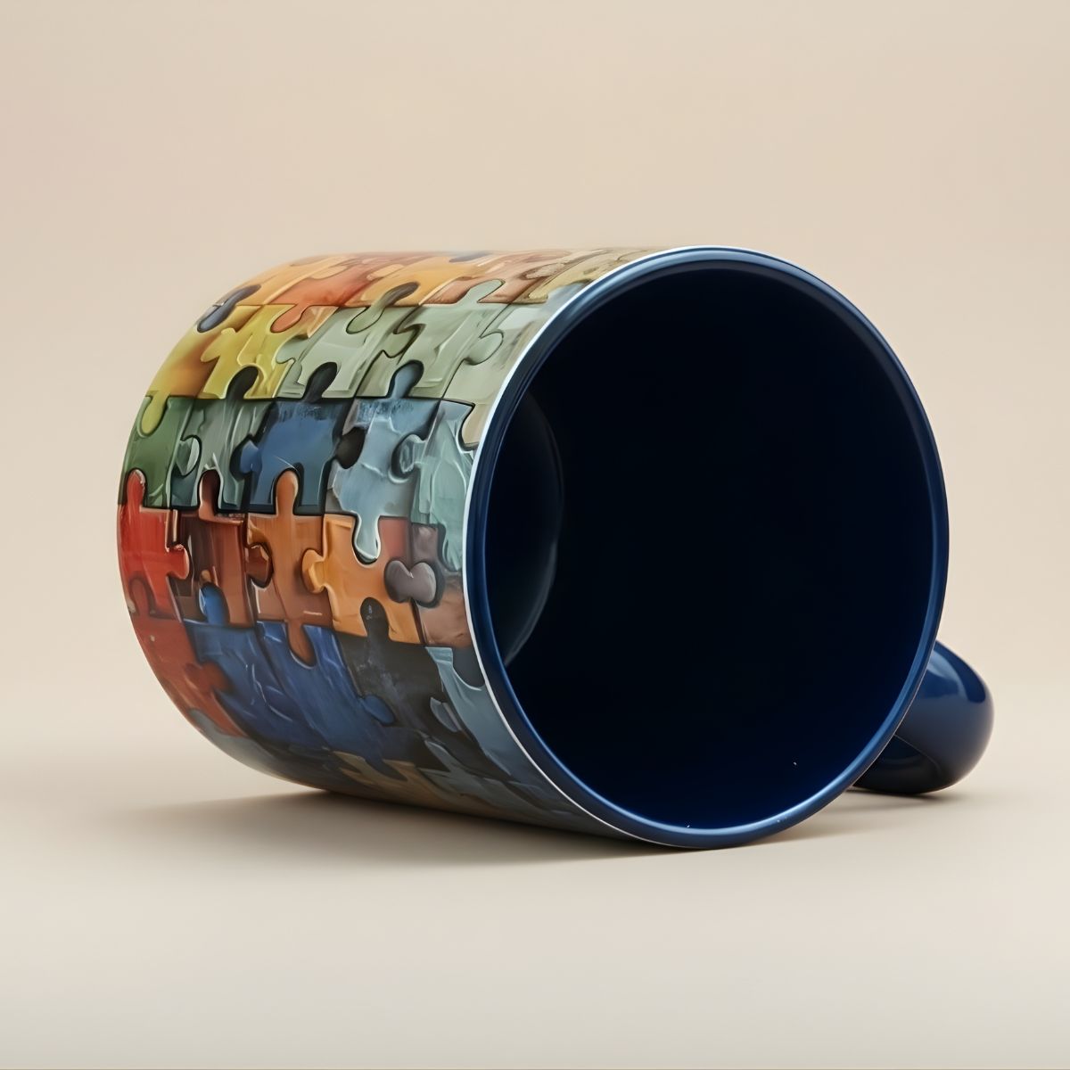 Puzzle Mug blue color inside view