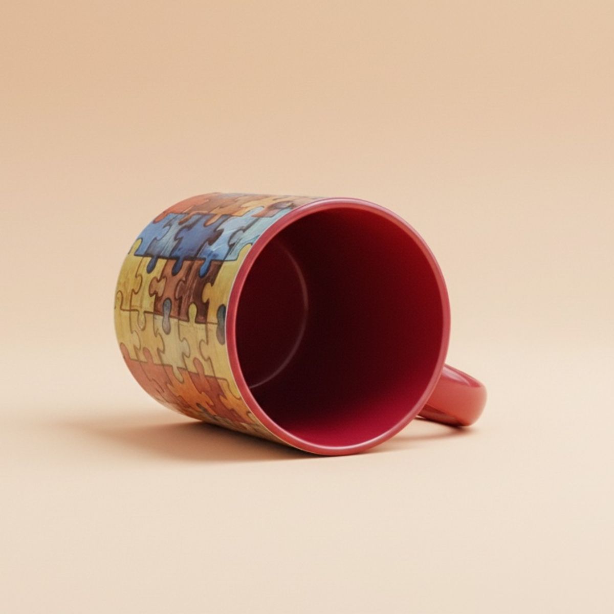 Puzzle Mug red color inside view