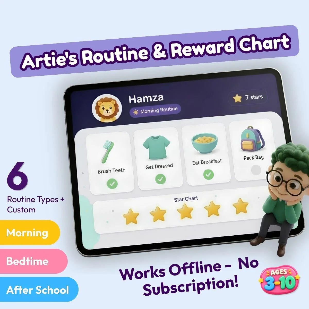 Artie’s Routine & Reward Chart™ | Interactive Kids Routine & Star Reward System | Ages 3–10