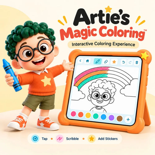 Artie’s Magic Coloring interactive coloring experience for kids with Tap, Scribble and Stickers