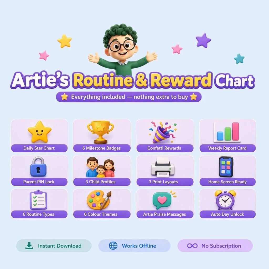 Artie’s Routine & Reward Chart™ | Interactive Kids Routine & Star Reward System | Ages 3–10