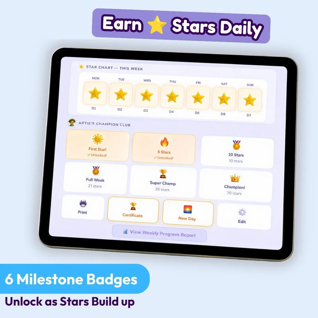Artie’s Routine & Reward Chart™ | Interactive Kids Routine & Star Reward System | Ages 3–10