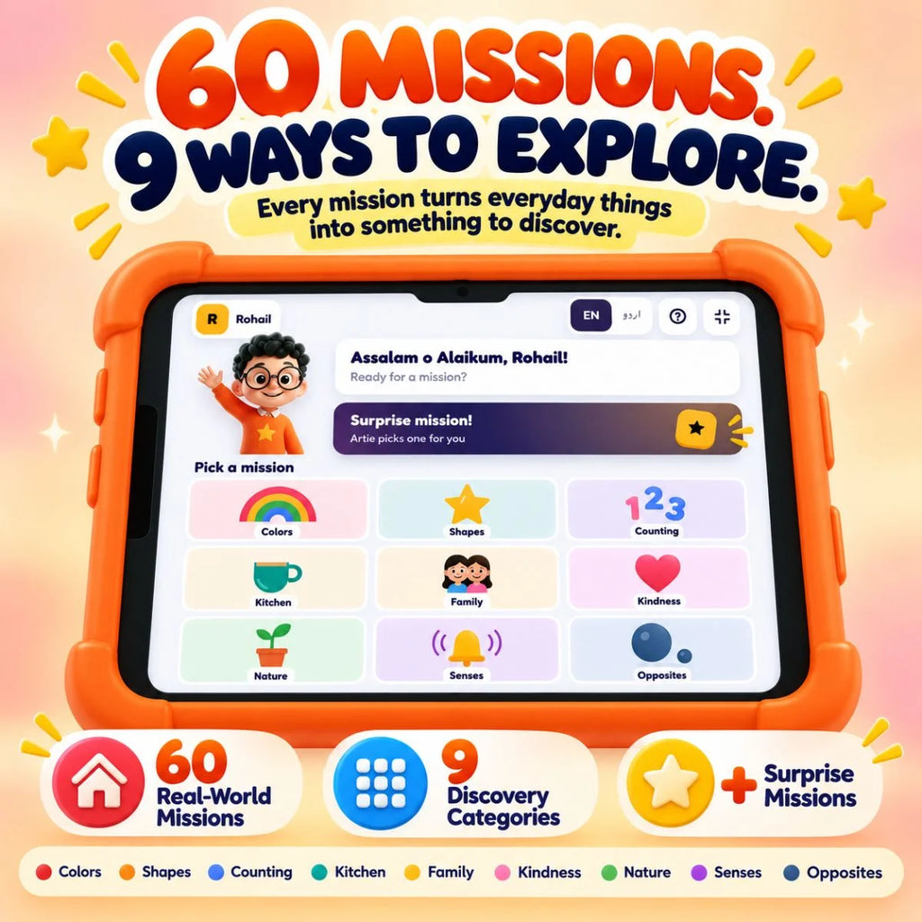 Artie’s Discovery Missions includes 60 real-world missions across 9 learning and discovery categories