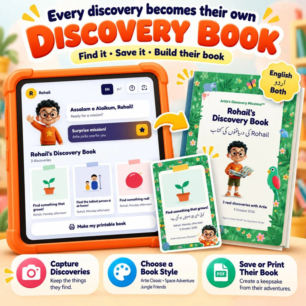 Artie’s Discovery Missions personal Discovery Book lets kids capture, save and build their discoveries