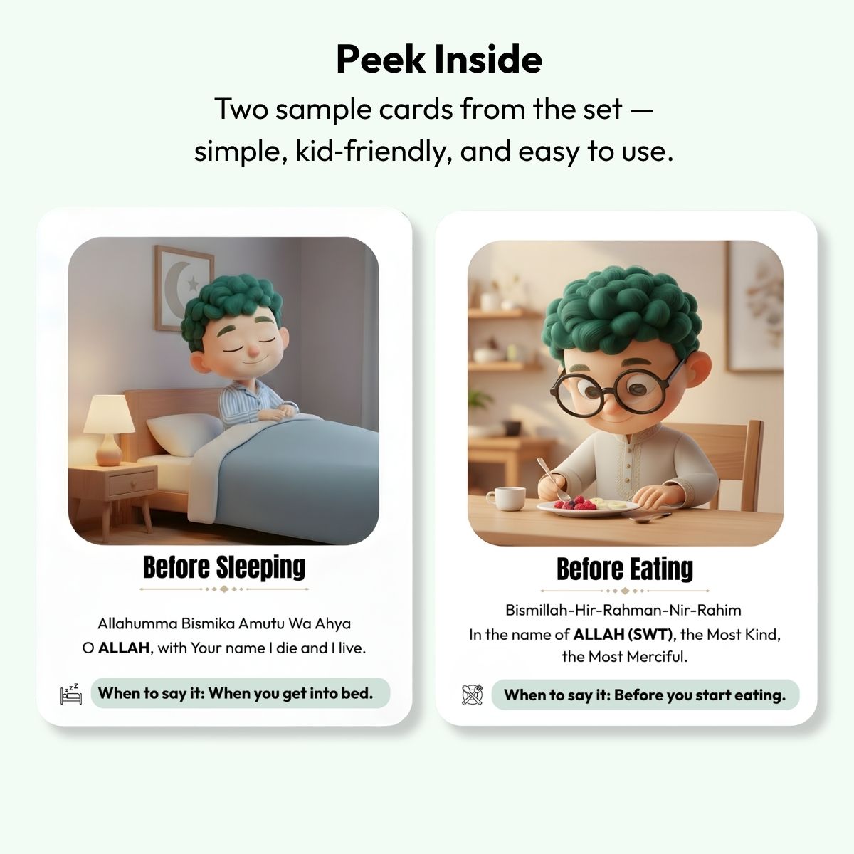 Artie™ Islamic Dua Cards (Set 1) | 10 Kid-Friendly Dua Cards