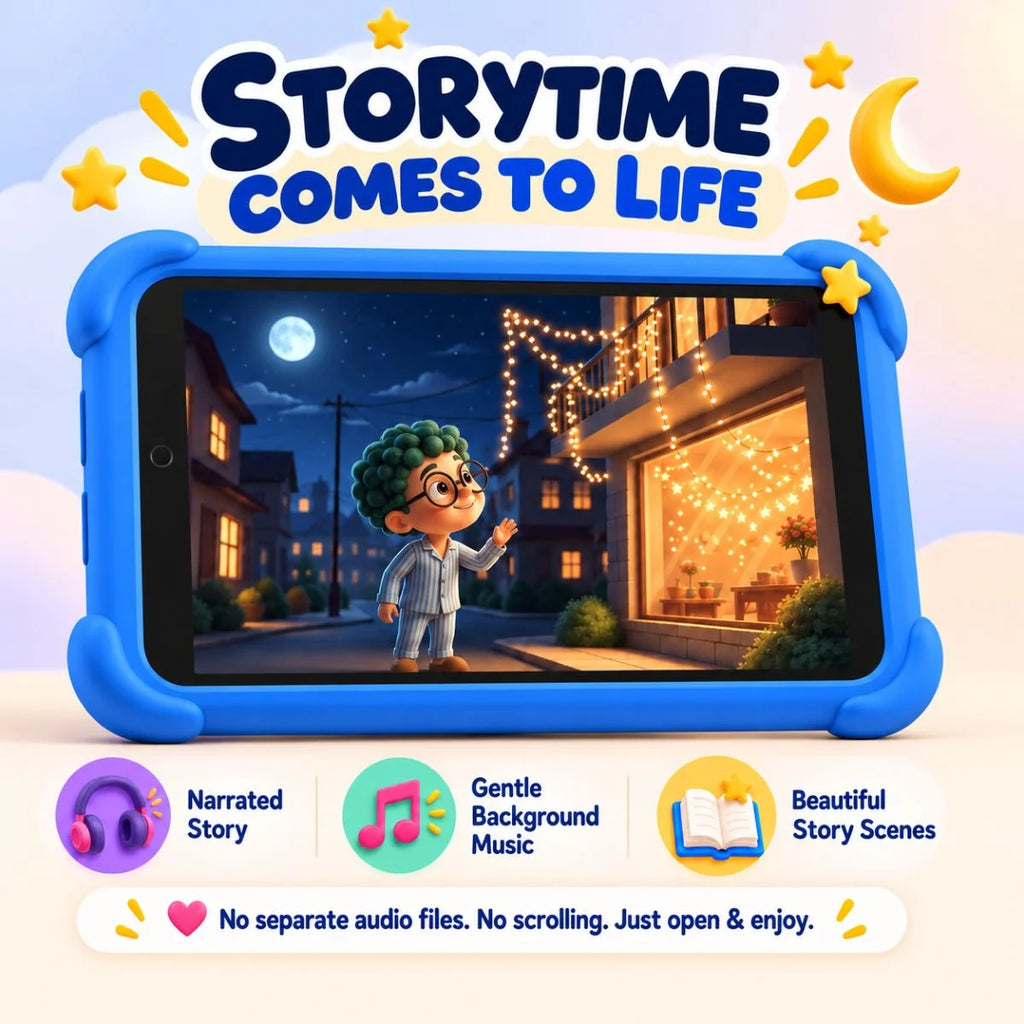 Artie’s Midnight Wonder narrated digital story with gentle background music and illustrated story scenes