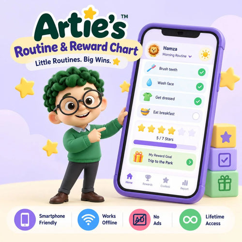 Artie’s Routine and Reward Chart interactive routine experience for kids with stars and rewards