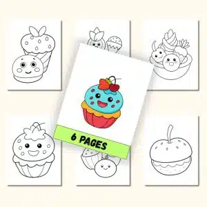 Tiny Treats: Kawaii Food Coloring Book | 6 Cute Digital Coloring Pages for Kids Tiny Treats: Kawaii Food Coloring Book | 6 Cute Digital Coloring Pages for Kids
