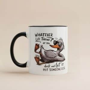cool-duck-meme-mug-let-it-hit-someone-else1 Cool duck meme mug with “Let It Hit Someone Else” quote and sunglasses illustration