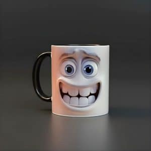 goofy-grin-3d-art-mug-smiley-face Goofy Grin 3D Art Mug with a big smiley face cartoon design